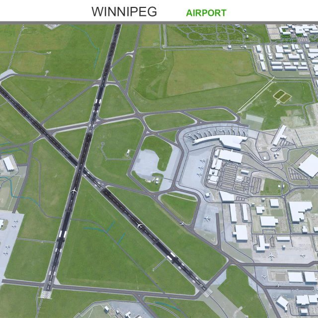 Winnipeg Airport 10km 3D Model .c4d .max .obj .3ds .fbx .stl .blend 