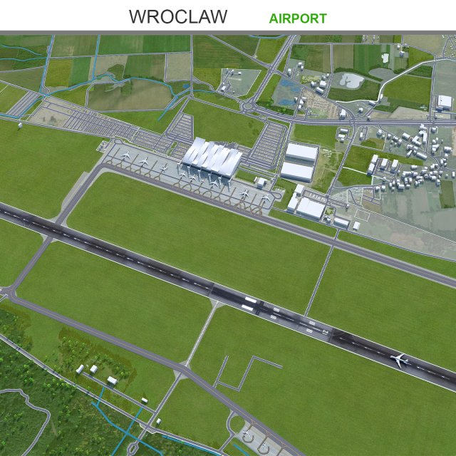Wroclaw Airport 10km Modelo 3D .c4d .max .obj .3ds .fbx .stl .blend 