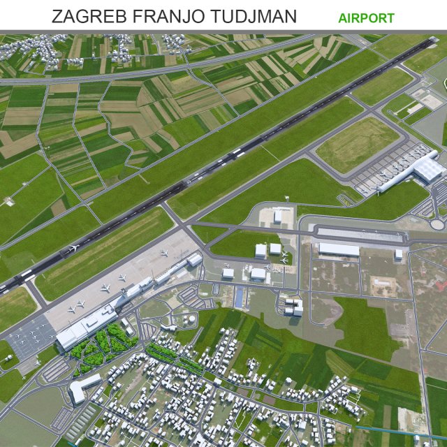 Zagreb Franjo Tudjman Airport 10km 3D-Modell .c4d .max .obj .3ds .fbx .stl .blend 