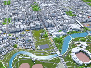 Adelaide Downtown city australia 8km 3D Model