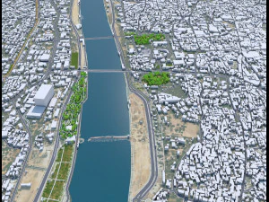 Ahmedabad Downtown city Gujarat India 6km 3D Model