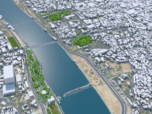 Ahmedabad Downtown city Gujarat India 6km 3D Model