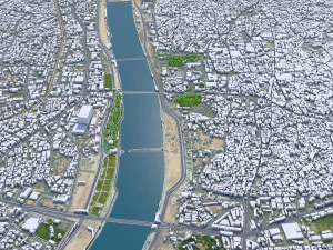 Ahmedabad Downtown city Gujarat India 6km 3D Model