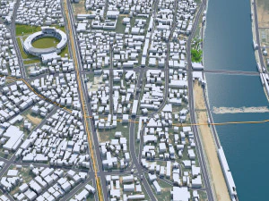 Ahmedabad Downtown city Gujarat India 6km 3D Model