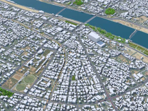 Ahmedabad Downtown city Gujarat India 6km 3D Model