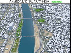 Ahmedabad Downtown city Gujarat India 6km 3D Model