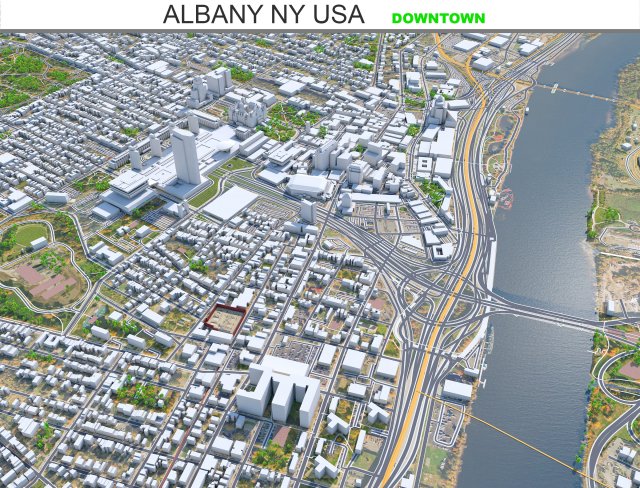 Albany ny Downtown city usa 8km Modelo 3D .c4d .max .obj .3ds .fbx .stl .blend 