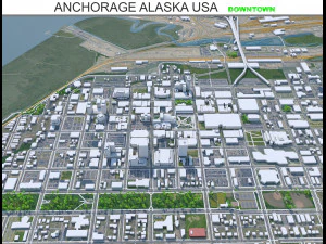 Anchorage Downtown city Alaska USA 15km 3D Model