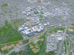 Ann Arbor Downtown city Michigan USA 8km Modello 3D