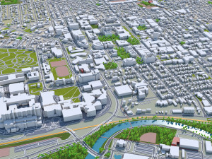 Ann Arbor Downtown city Michigan USA 8km Modello 3D