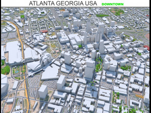 Atlanta Downtown City Georgia USA 8km 3D Model