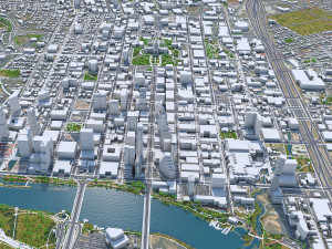 Austin Downtown City Texas 10km Modello 3D