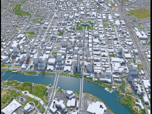 Austin Downtown City Texas 10km Modello 3D