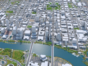 Austin Downtown City Texas 10km Modello 3D