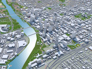Austin Downtown City Texas 10km 3D Model