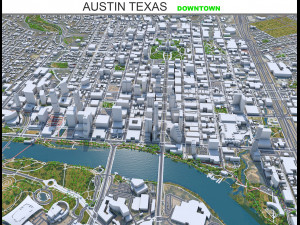 Austin Downtown City Texas 10km 3D Model