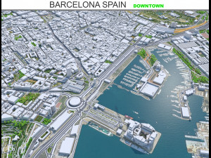 Barcelona Downtown City Spain 10km 3D Model