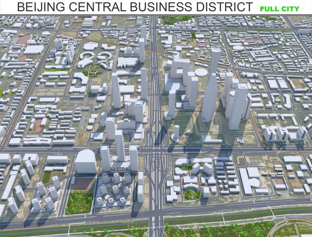 Beijing Central Business District 8km 3D Model .c4d .max .obj .3ds .fbx .stl .blend 