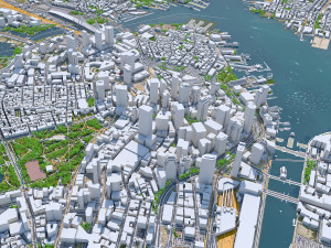 Boston Downtown city Massachusetts USA 8km 3D Model