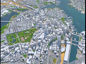 Boston Downtown city Massachusetts USA 8km 3D Model