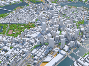 Boston Downtown city Massachusetts USA 8km Modello 3D