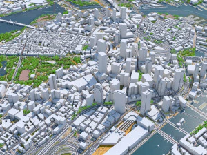 Boston Downtown city Massachusetts USA 8km 3D Model