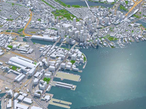 Boston Downtown city Massachusetts USA 8km 3D Model