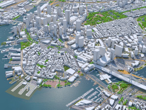 Boston Downtown city Massachusetts USA 8km Modello 3D