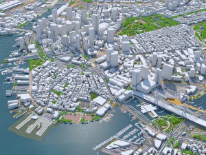 Boston Downtown city Massachusetts USA 8km 3D Model