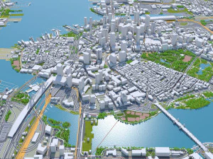 Boston Downtown city Massachusetts USA 8km 3D Model