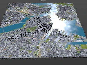 Boston Downtown city Massachusetts USA 8km 3D Model
