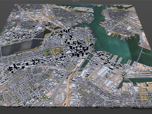 Boston Downtown city Massachusetts USA 8km Modello 3D