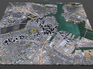 Boston Downtown city Massachusetts USA 8km 3D Model