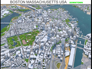 Boston Downtown city Massachusetts USA 8km 3D Model