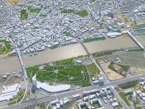 Bratislava Downtown city Slovakia 10km 3D Model