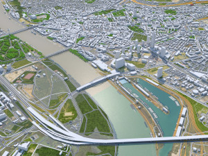 Bratislava Downtown city Slovakia 10km 3D Model