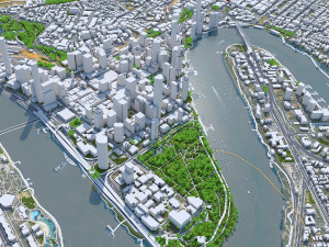 Brisbane Downtown city Australia 6km 3D Model