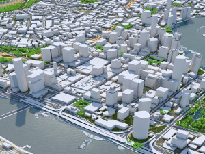 Brisbane Downtown city Australia 6km 3D Model