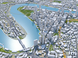 Brisbane Downtown city Australia 6km 3D Model