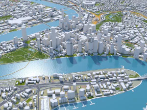 Brisbane Downtown city Australia 6km 3D Model