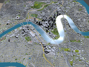 Brisbane Downtown city Australia 6km 3D Model