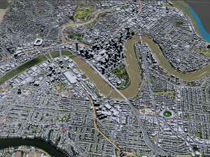 Brisbane Downtown city Australia 6km 3D Model