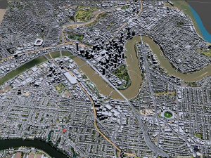 Brisbane Downtown city Australia 6km 3D Model