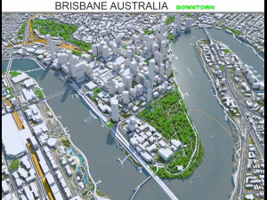 Centro da cidade de Brisbane Austr&aacute;lia 6 km Modelo 3D