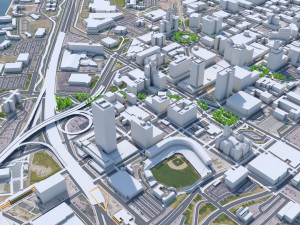 Buffalo Downtown city New York USA 6km Modello 3D