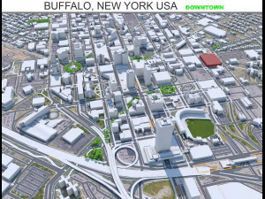Buffalo Downtown city New York USA 6km 3D Model