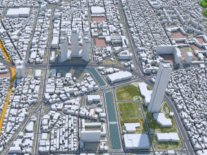 Busan Downtown city South Korea 8km 3D Model