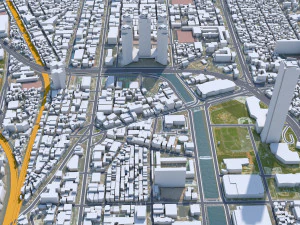 Busan Downtown city South Korea 8km 3D Model