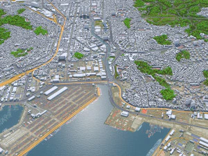 Busan Downtown city South Korea 8km 3D Model