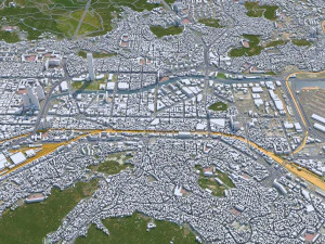 Busan Downtown city South Korea 8km 3D Model